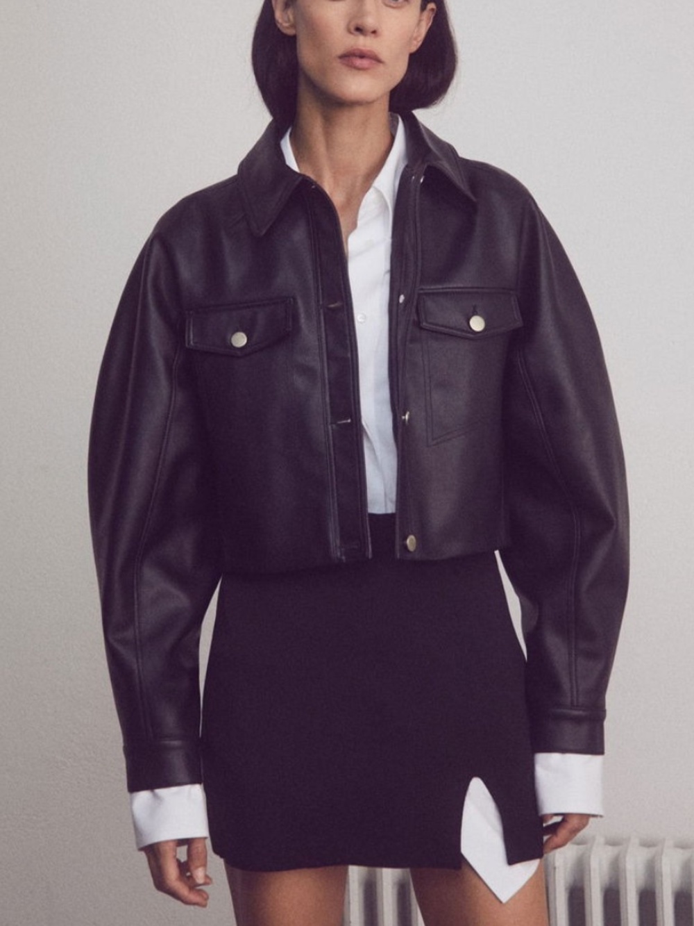 Mango | Short leather effect jacket